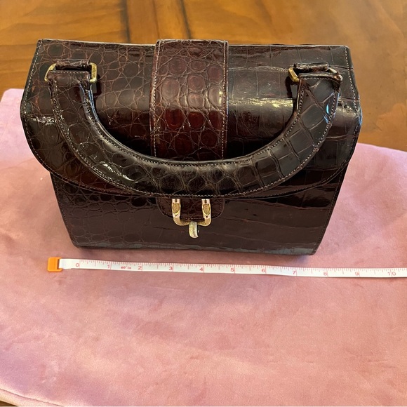 Vintage Crocodile Dark Brown Handbag - Professionally Restored - Picture 13 of 14